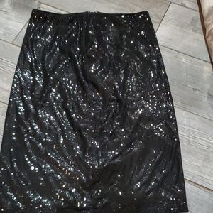Elegant Black Sequin Pencil Skirt